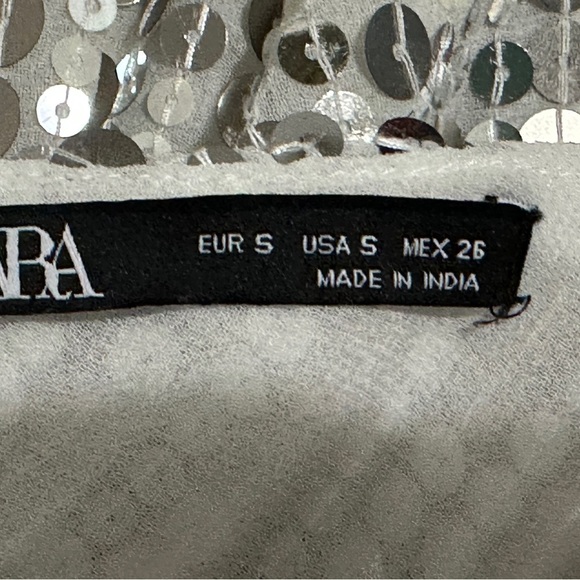 196 ZARA | NWOT Silver Sequin Mini Dress (Size S) - Picture 7 of 16